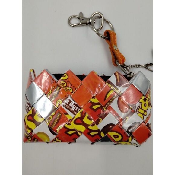 Nahui Ollin Wristlet Small Orange Candy Wrapper Bag - Picture 3 of 12